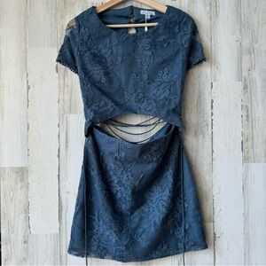 Twosisters Shay Blue Lace Cut Out Mini Dress Party Cocktail Size 6